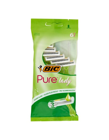 bic pure 3 lady rasoi radi & getta depilazione femminile con aloe - 6 pezzi: tuttocasashop.live: igiene e cura della persona