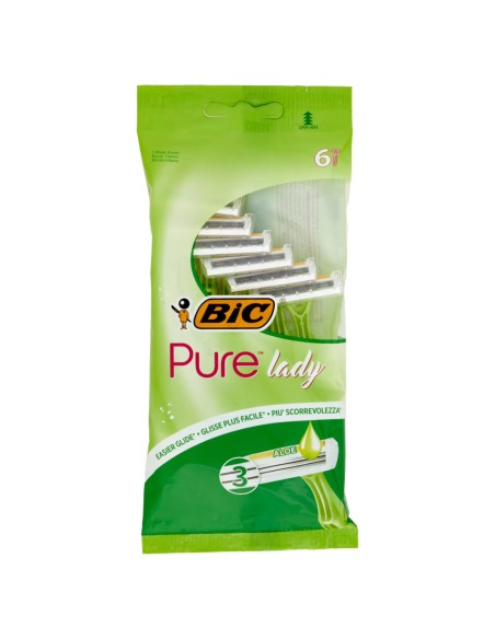 bic pure 3 lady rasoi radi & getta depilazione femminile con aloe - 6 pezzi: tuttocasashop.live: igiene e cura della persona