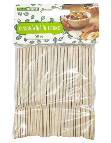 cucchiaini palettine in legno per dolce o gelato - 10cm - 50 pezzi - piatte: tuttocasashop.live: carta & monouso