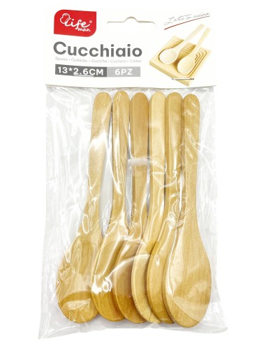 cucchiaini legno 13cm 6pz            986: tuttocasashop.live: altro - bazar