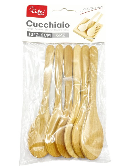 cucchiaini legno 13cm 6pz            986: tuttocasashop.live: altro - bazar