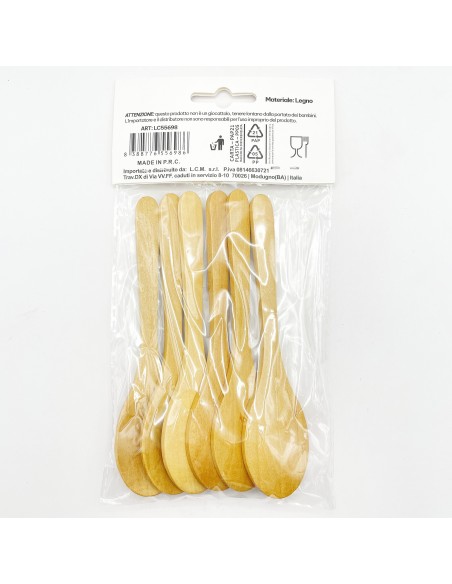 cucchiaini legno 13cm 6pz            986: tuttocasashop.live: altro - bazar
