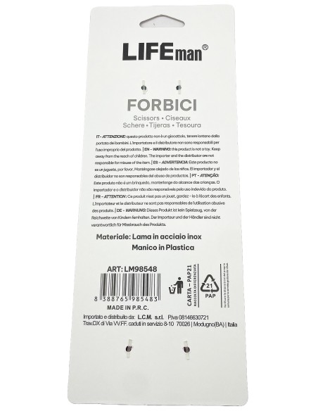 lifeman forbici resistenti ed ergonomiche - 21cm - multiuso: tuttocasashop.live: altro - bazar