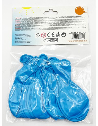 12 palloncini gonfiabili - 19x30cm - azzurro - party - feste: tuttocasashop.live: carta & monouso