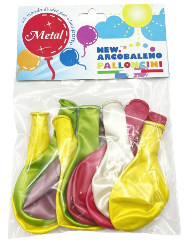12 palloncini gonfiabili - 21x30cm - metallizzati - colori assortiti: tuttocasashop.live: carta & monouso