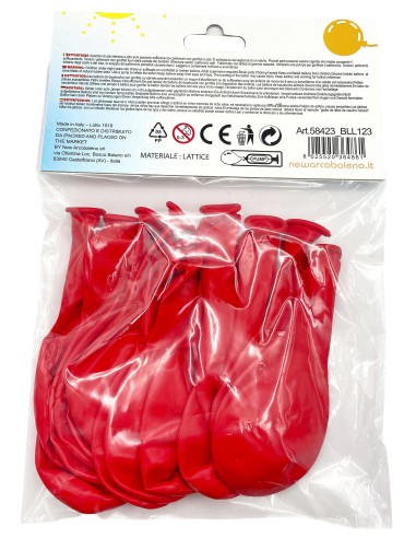 12 palloncini gonfiabili - 19x30cm - rosso - party - feste: tuttocasashop.live: carta & monouso