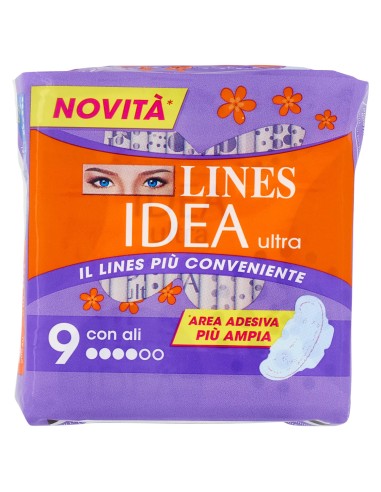 lines idea ultra assorbenti - 9 pezzi - con ali: tuttocasashop.live: igiene e cura della persona