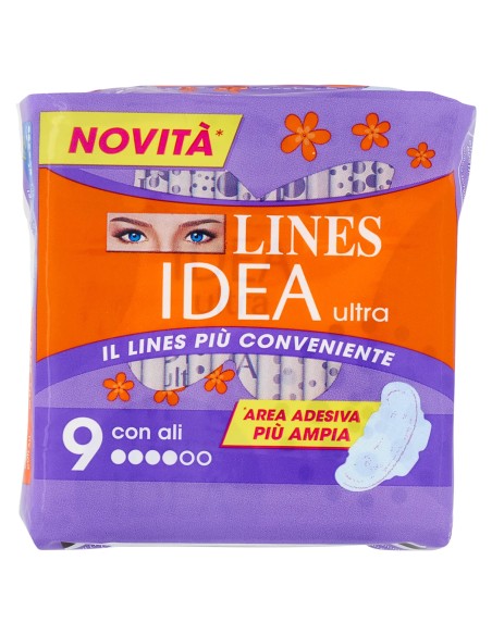 lines idea ultra assorbenti - 9 pezzi - con ali: tuttocasashop.live: igiene e cura della persona
