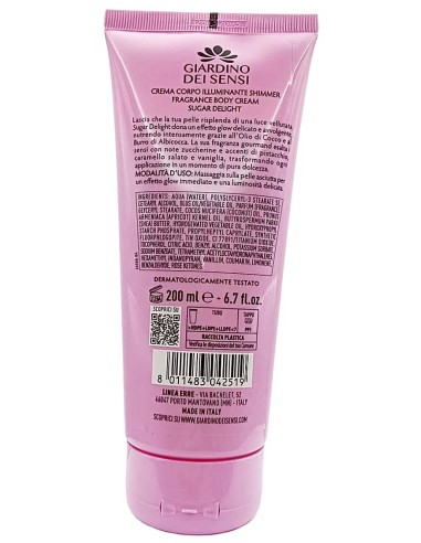 giardino dei sensi crema corpo illuminante shimmer - 200ml - sugar delight: tuttocasashop.live: igiene e cura della persona