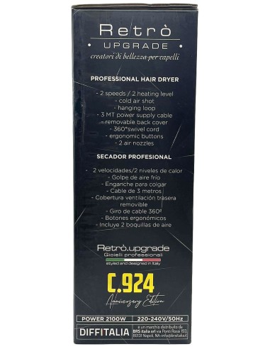 retro' upgrade phon asciugacapelli professionale 2100w - 2 becchi diffusori: tuttocasashop.live: altro - bazar