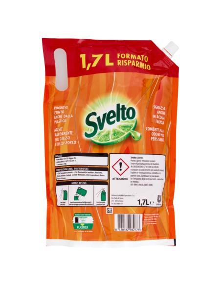 svelto detersivo per piatti - ecoricarica 1700ml - aceto: tuttocasashop.live: pulizia e cura della casa