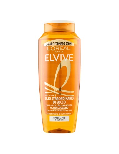 elvive l'oreal shampoo 300ml - olio straordinario di cocco - fini secchi: tuttocasashop.live: igiene e cura della persona