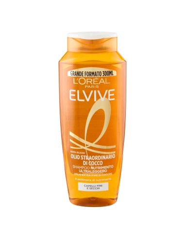 elvive l'oreal shampoo 300ml - olio straordinario di cocco - fini secchi: tuttocasashop.live: igiene e cura della persona