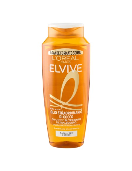 elvive l'oreal shampoo 300ml - olio straordinario di cocco - fini secchi: tuttocasashop.live: igiene e cura della persona