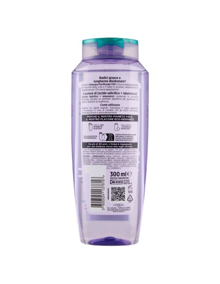 elvive l'oreal shampoo 300ml - hyaloronic pure - 72h purificante - grassi: tuttocasashop.live: igiene e cura della persona