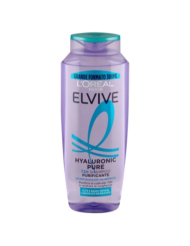 elvive l'oreal shampoo 300ml - hyaloronic pure - 72h purificante - grassi: tuttocasashop.live: igiene e cura della persona