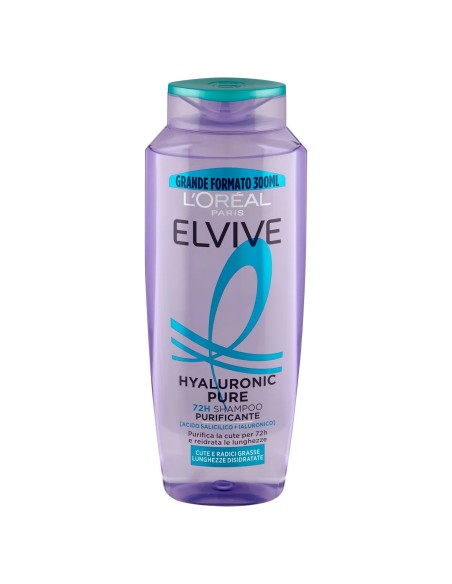 elvive l'oreal shampoo 300ml - hyaloronic pure - 72h purificante - grassi: tuttocasashop.live: igiene e cura della persona