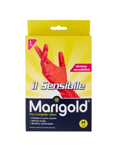 marigold il sensibile guanti felpati in gomma - taglia m media 7.5: tuttocasashop.live: pulizia e cura della casa