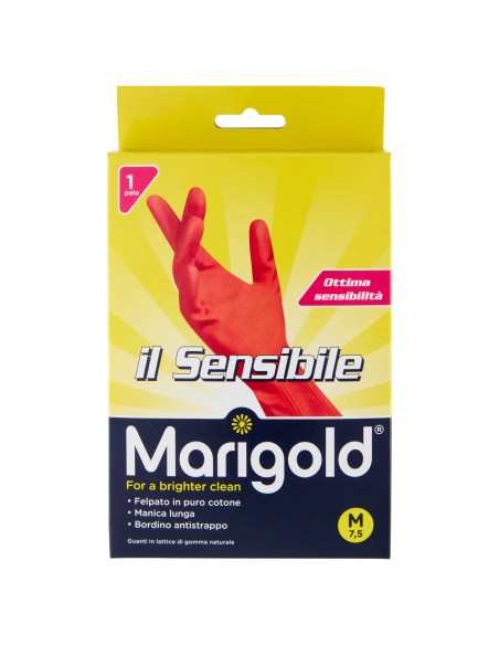 marigold il sensibile guanti felpati in gomma - taglia m media 7.5: tuttocasashop.live: pulizia e cura della casa