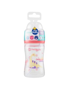 neobaby biberon in plastica collo largo - 150ml - 0m+ - dino rosa: tuttocasashop.live: igiene e cura della persona