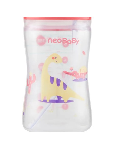 neobaby biberon in plastica collo largo - 150ml - 0m+ - dino rosa: tuttocasashop.live: igiene e cura della persona